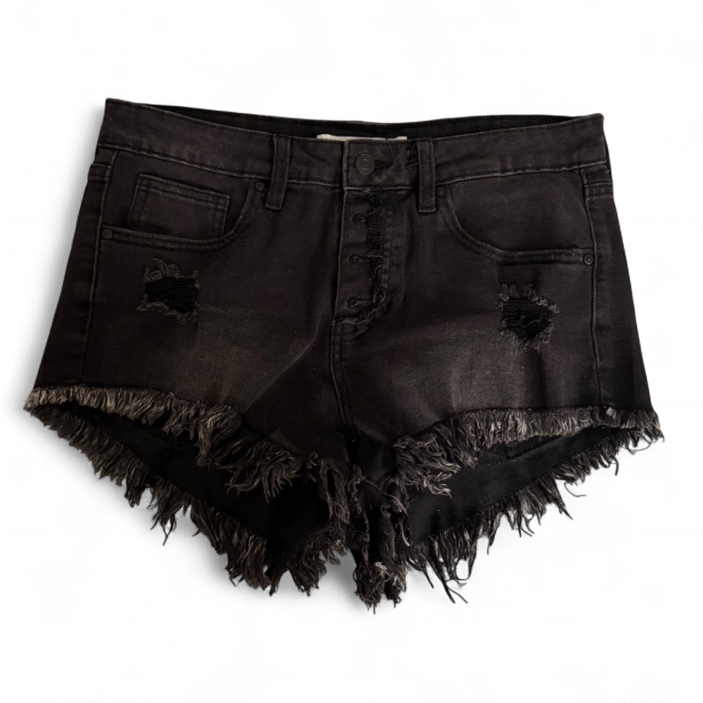 Celebrity Pink Black Frayed Jean Shorts